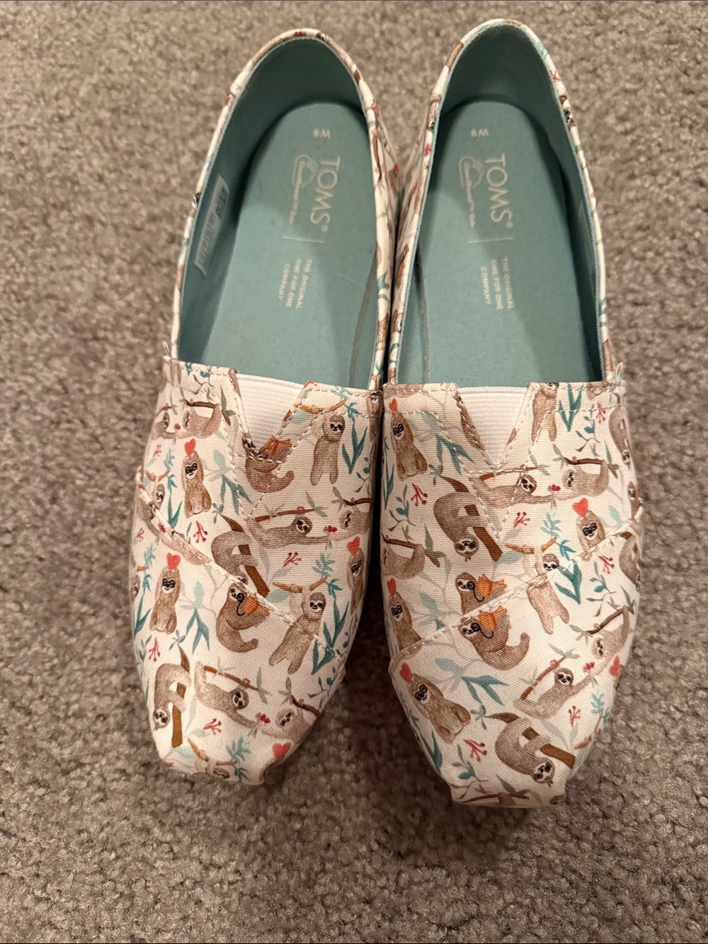 Toms Women's Cream Sloth Print Slip-On Flats